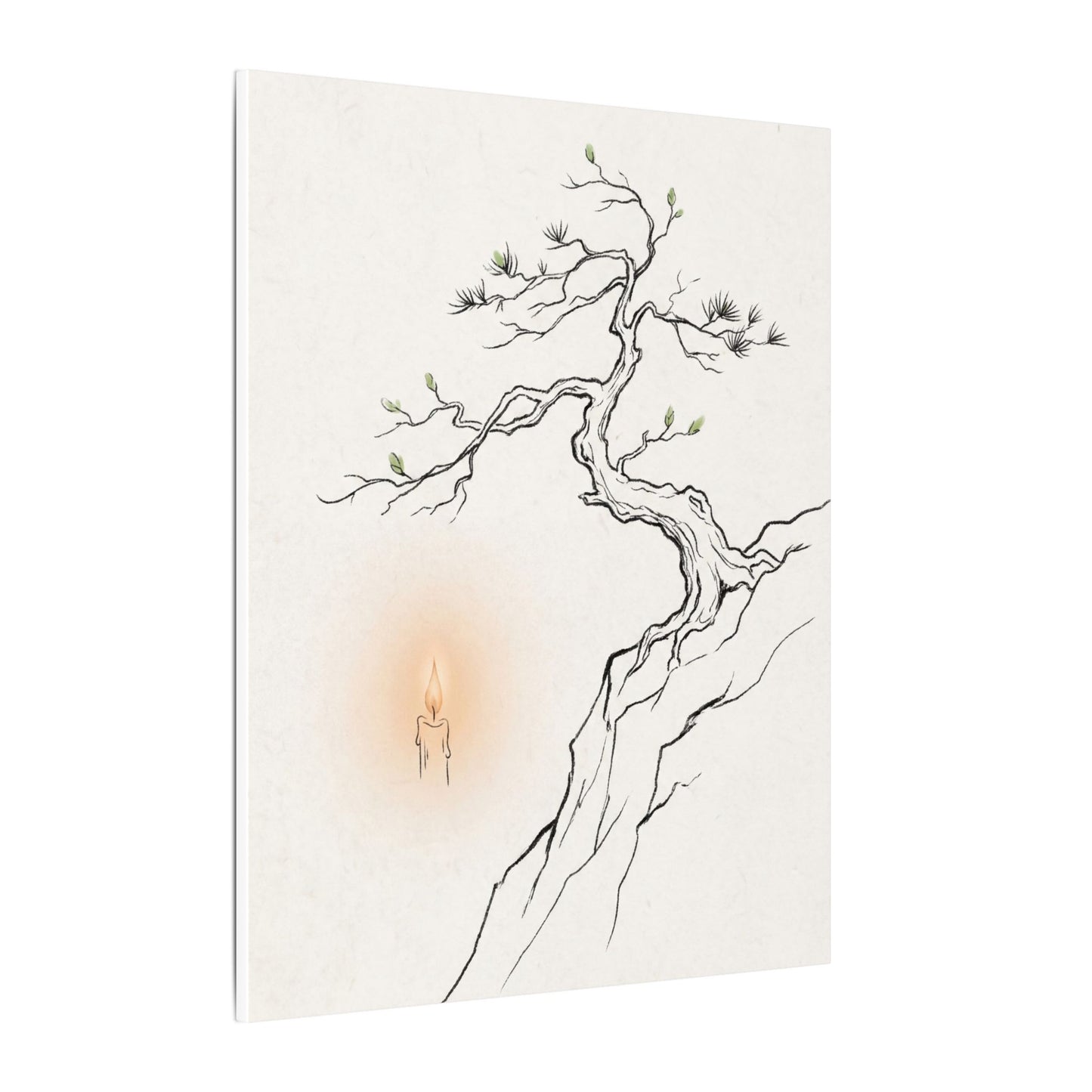 Candlelight Pine Tree Canvas Art - Japandi Shibui