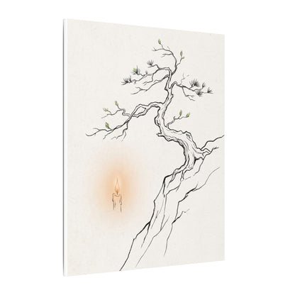 Candlelight Pine Tree Canvas Art - Japandi Shibui