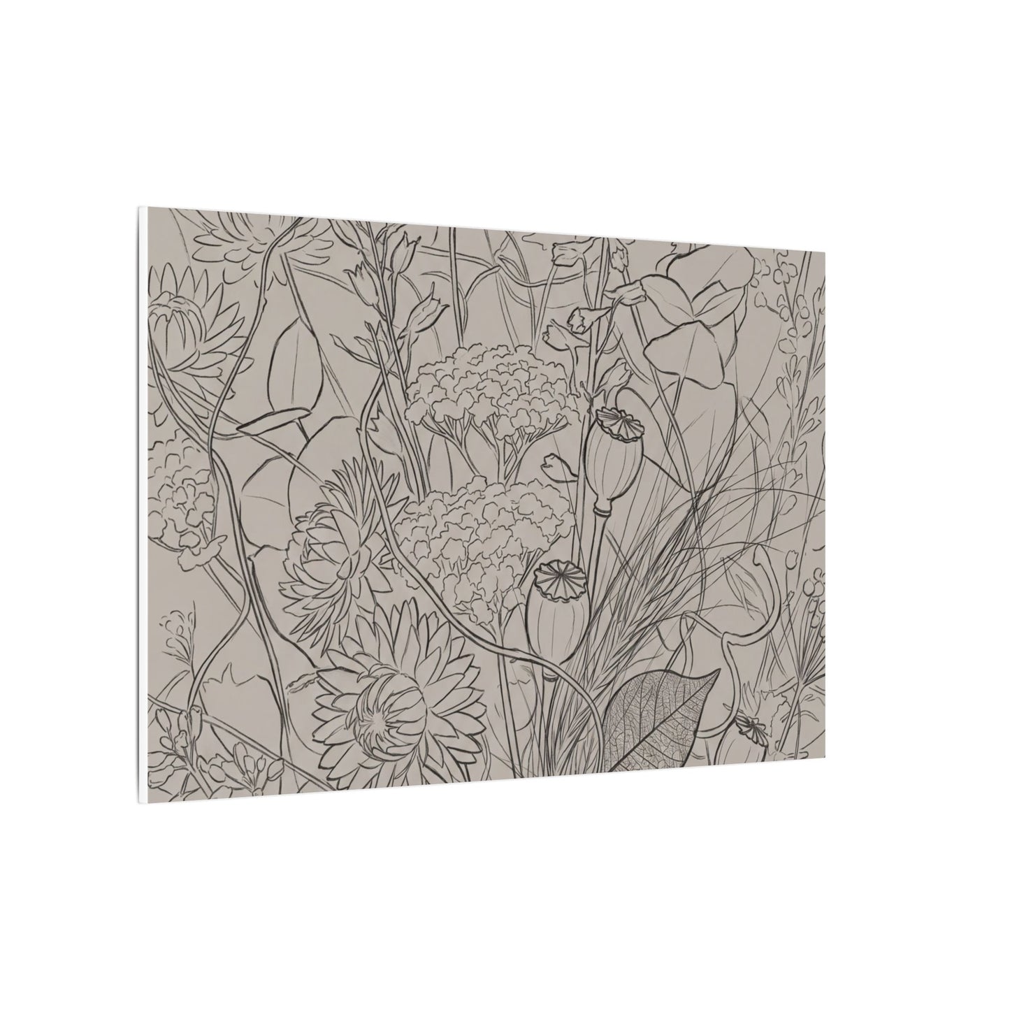 Summer Dried Flowers Minimal Line Canvas Art | Elegant Decor
