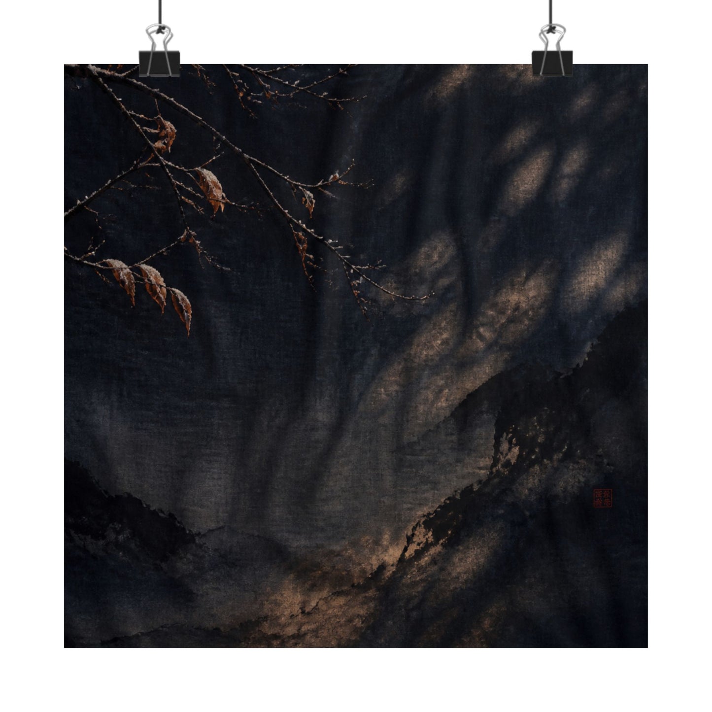 Winter Silk Drape Charcoal Ink Wall Art Print | Sophisticated Decor