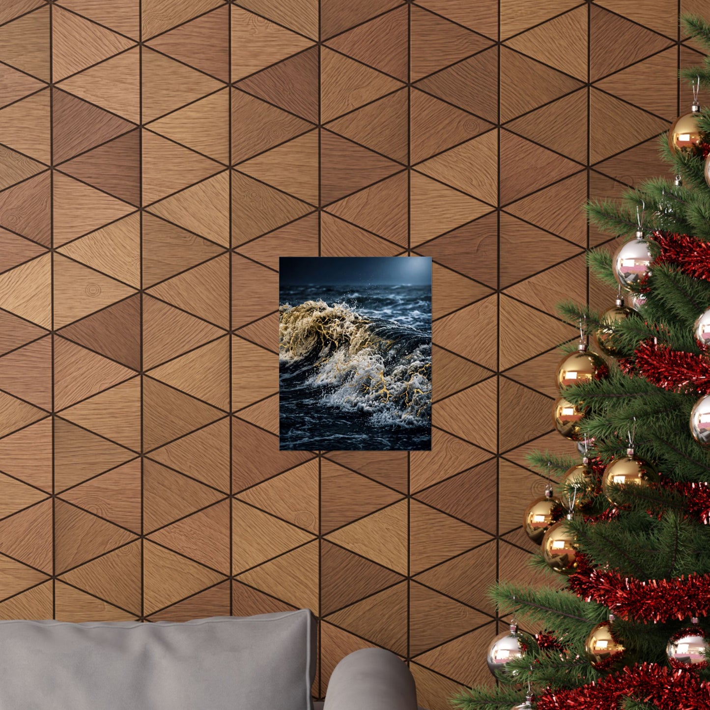 Beautiful Ocean Wave Wall Art Print - Gold Vein Kintsugi