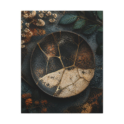 Kintsugi Rust Patina in Dawn | Gold Repair Canvas Art