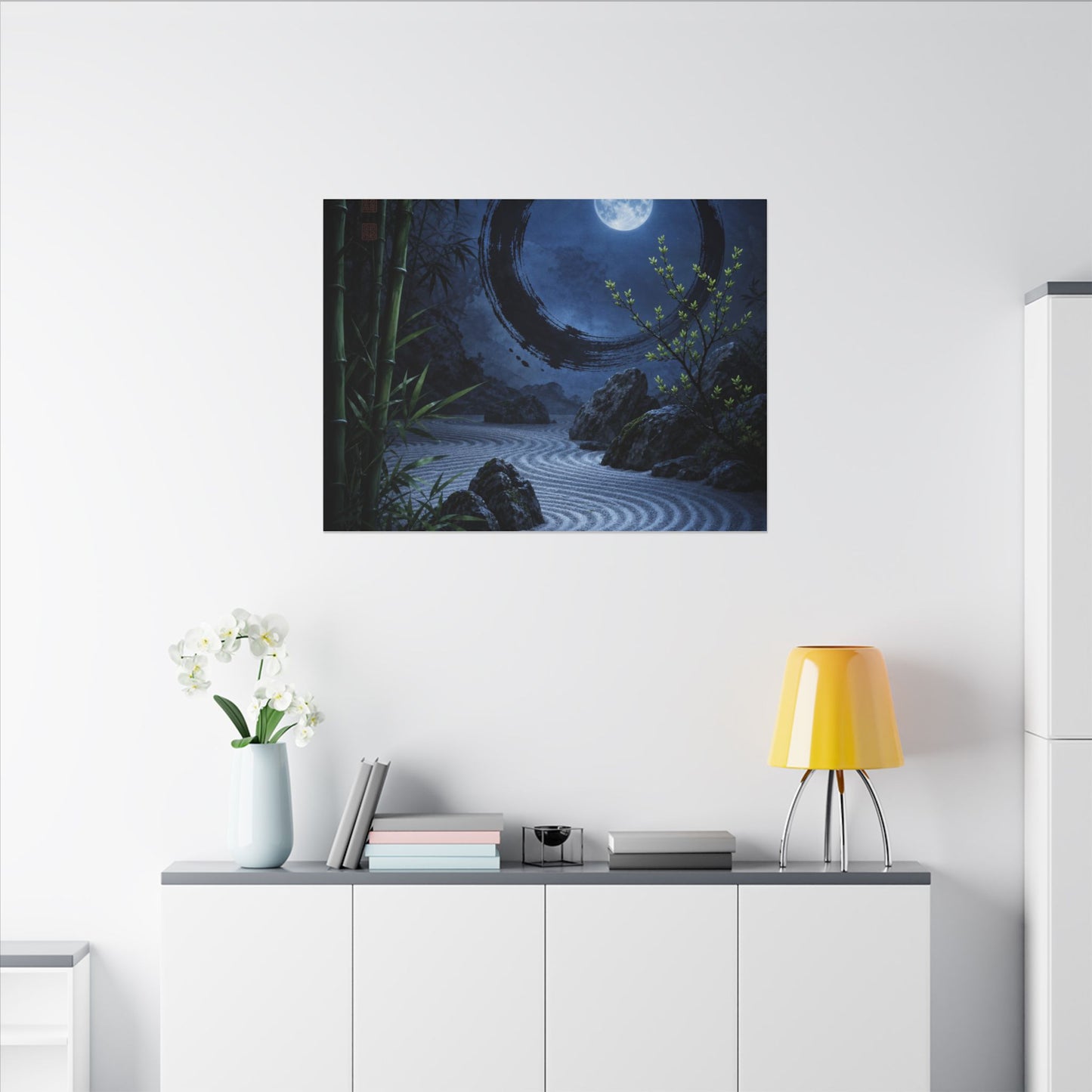 Serene Rock Garden Canvas Art - Enso Zen