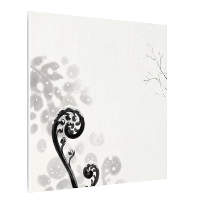 Winter Fern Unfurling Ukiyo E Inspired Canvas Art | Peaceful Decor