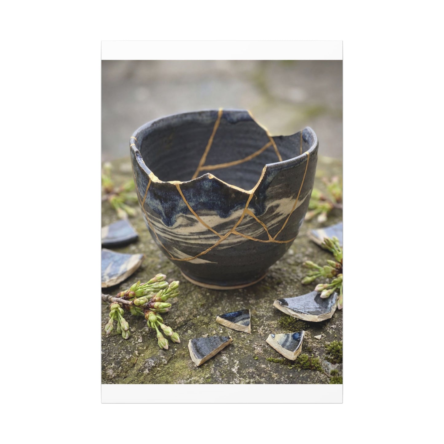 Datsuzoku Ceramic Bowl Canvas Art - Kintsugi Gold Repair