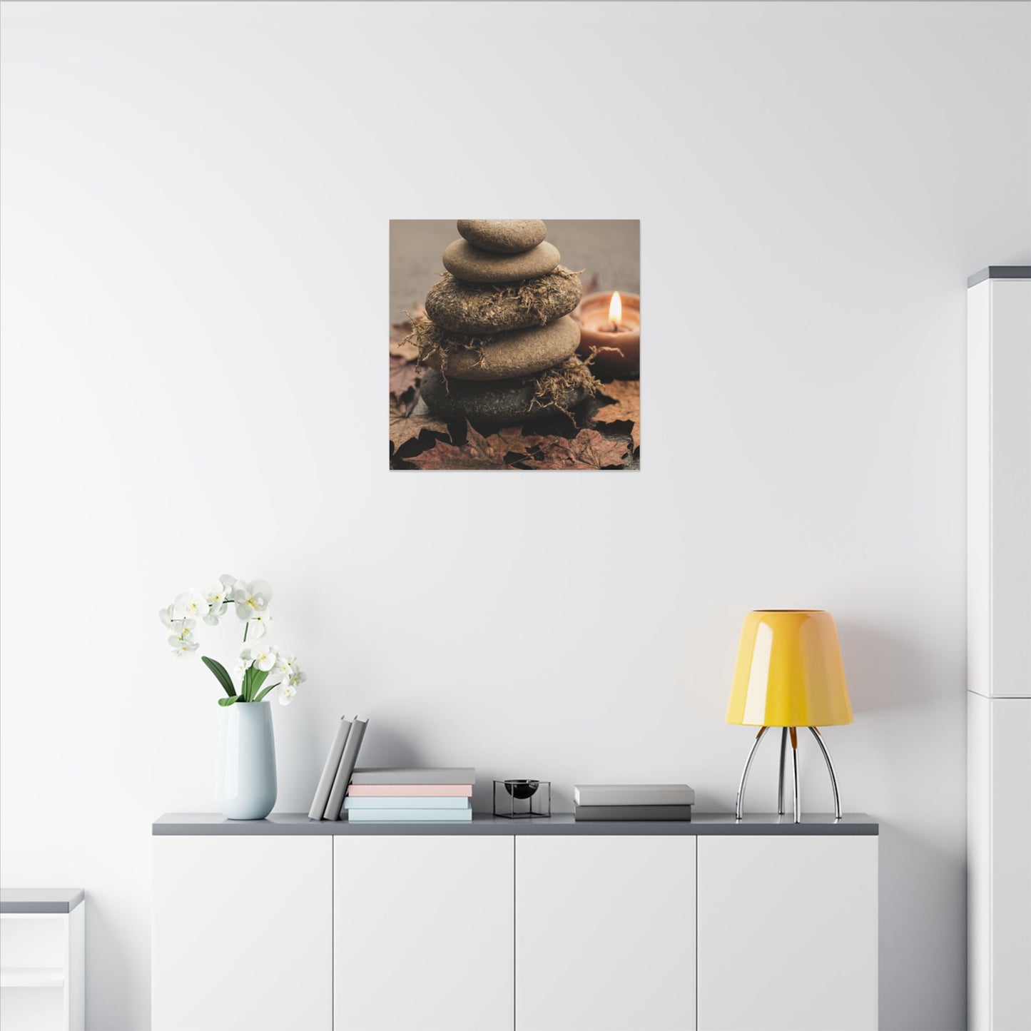 River Stones Canvas Art | Autumn Japandi Texture Art