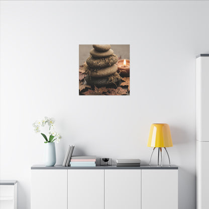 River Stones Canvas Art | Autumn Japandi Texture Art