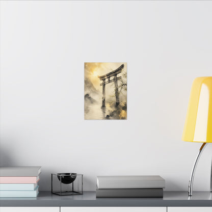 Spring Torii Gate Sumi E Canvas Art | Tranquil Decor