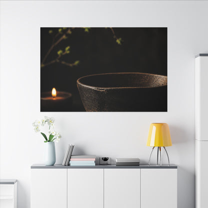 Moody Ceramic Bowl Canvas Art - Shadow Zen Dark Japandi