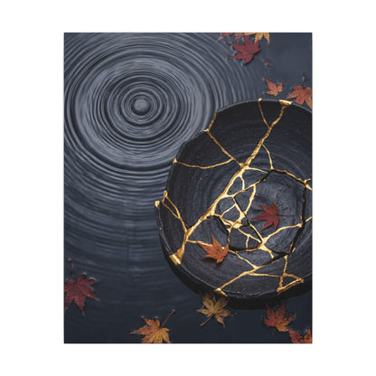 Philosophical Water Ripple Canvas Art - Gold Repair Kintsugi
