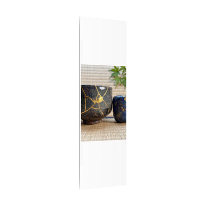 Tea Ceremony Crackle Gold Canvas Art | Philosophical Kintsugi Art