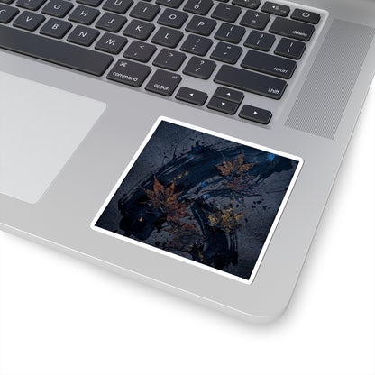 Sophisticated Ink Brushstroke Sticker - Dark Texture Dark Japandi Art Print