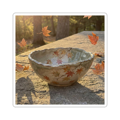 Japandi Ceramic Bowl in Golden Hour | Japanese Pattern Sticker Art Print