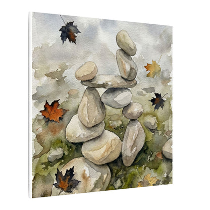 Overcast River Stones Canvas Art - Japandi Fukinsei