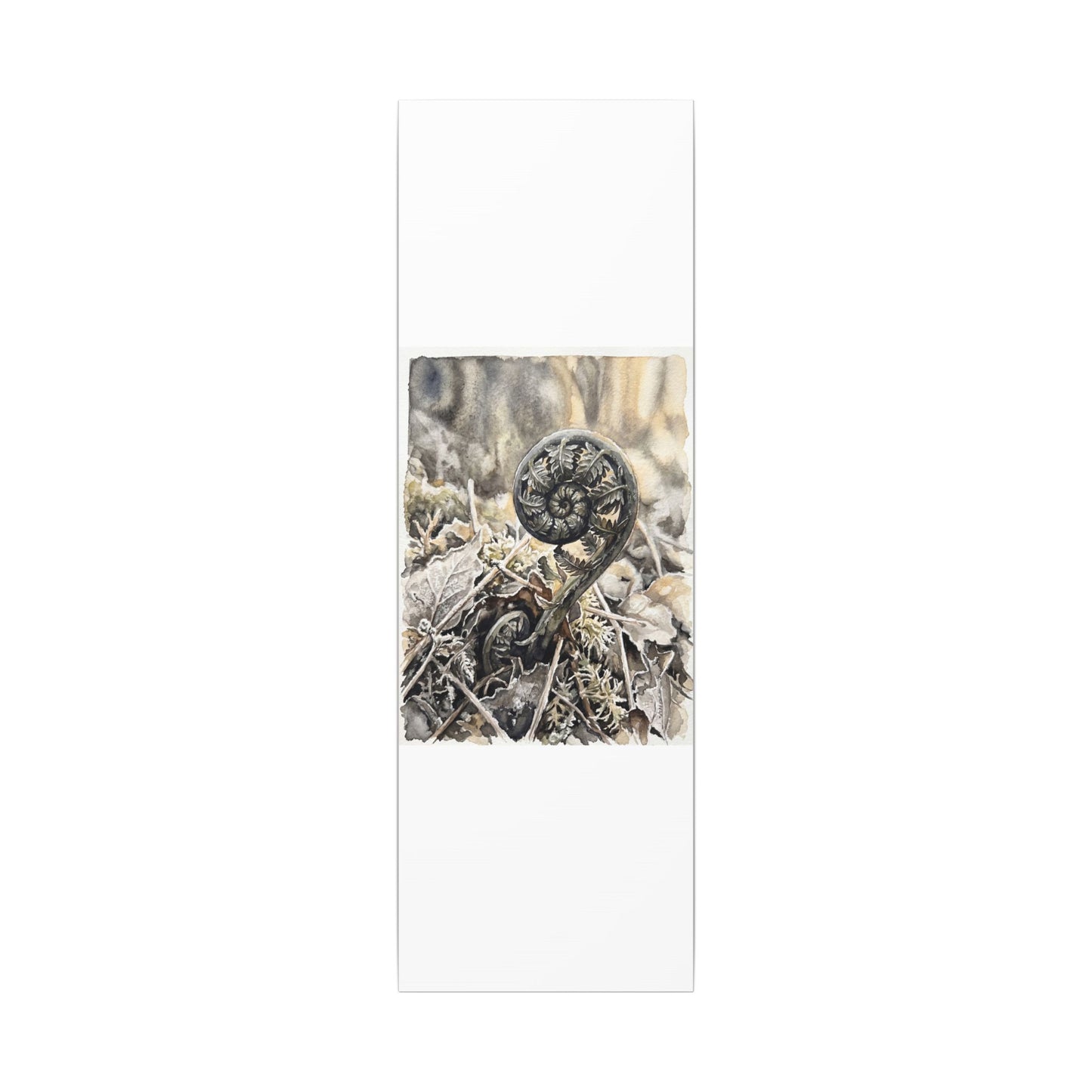 Japandi Fern Unfurling in Golden Hour | Watercolor Canvas Art