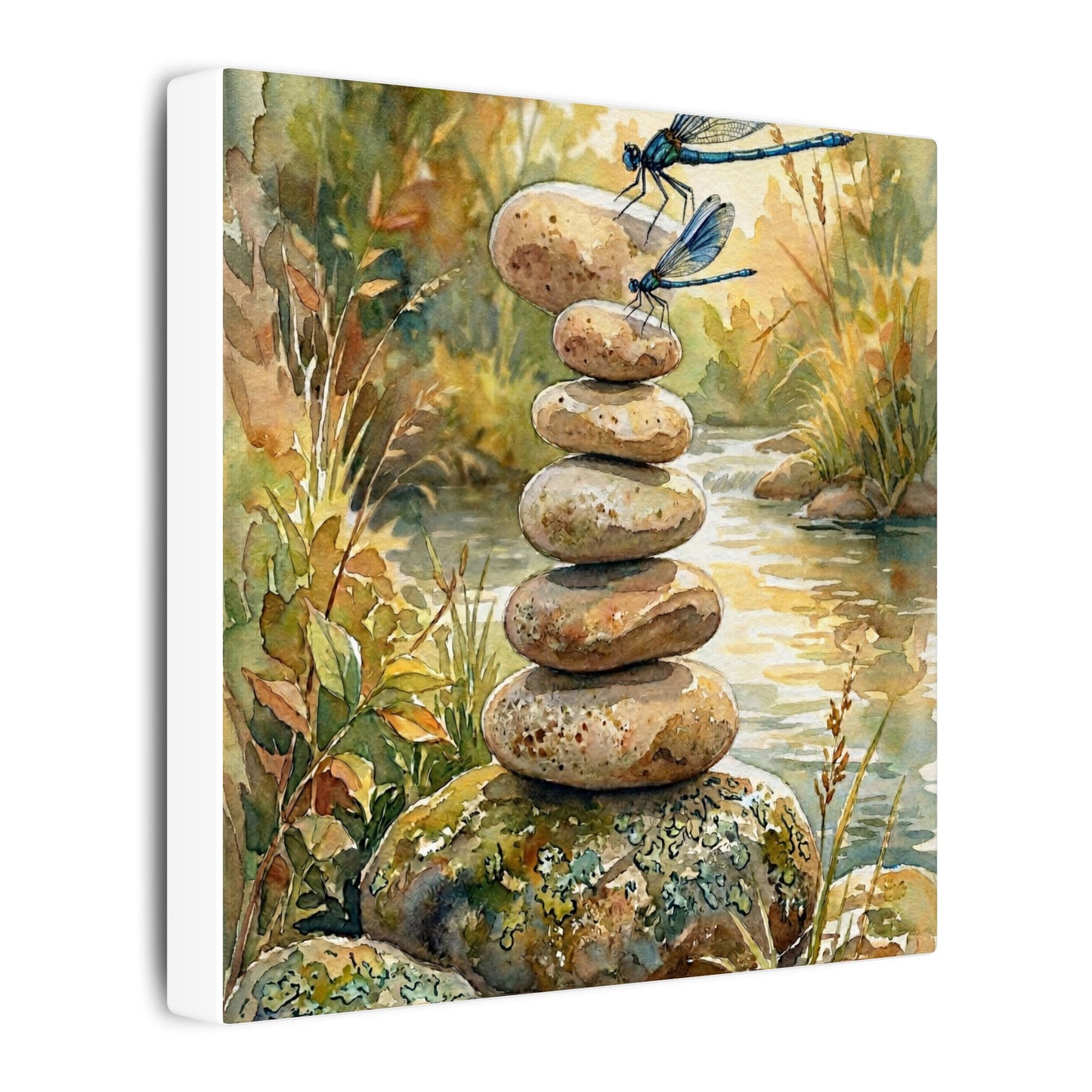 River Stones Summer Canvas Art | Japandi Cozy Design