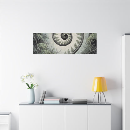 Zen Fern Unfurling in Dawn | Ukiyo E Inspired Canvas Art