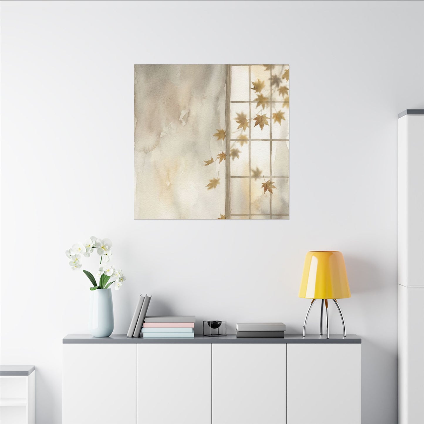 Warm Shoji Screen Canvas Art - Watercolor Japandi