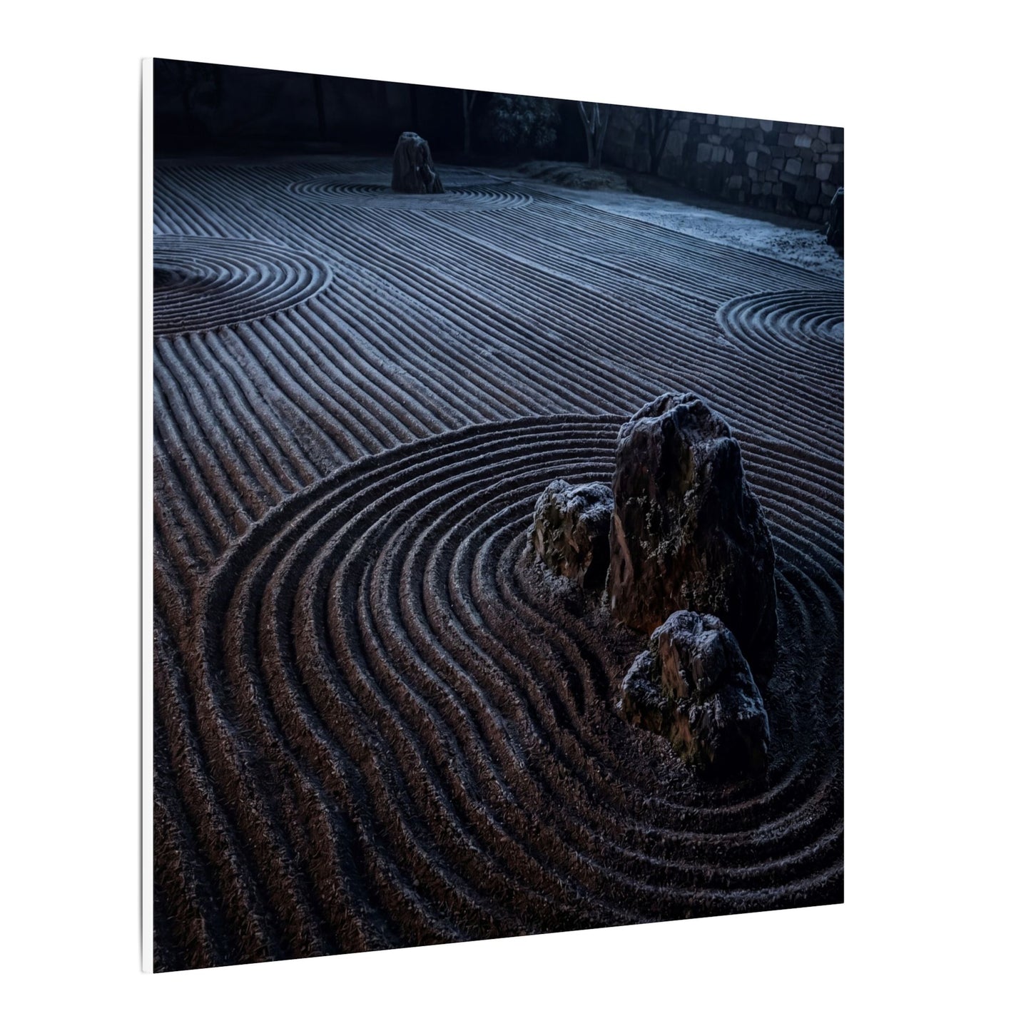 Moonlight Rock Garden Canvas Art - Dark Japandi Seijaku