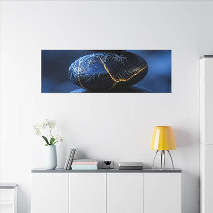 River Stones Canvas Art | Winter Kintsugi Gold Repair Art