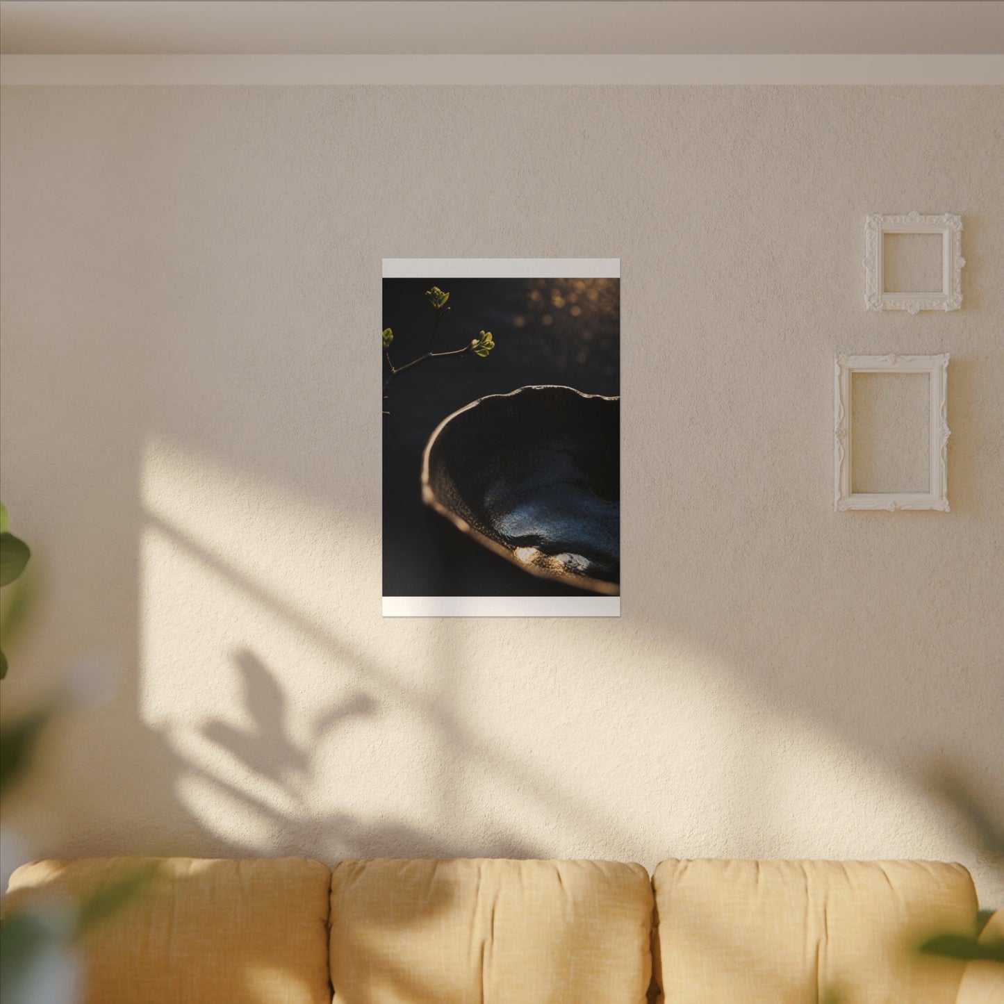 Ma Ceramic Bowl Canvas Art - Dark Japandi Shadow Zen