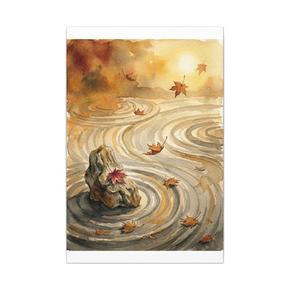 Autumn Rock Garden Watercolor Canvas Art | Neutral Decor