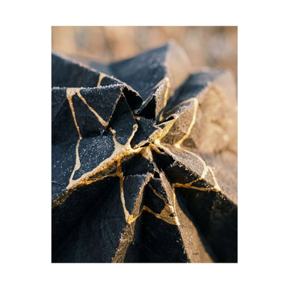 Paper Fold Wall Art Print | Winter Kintsugi Gold Repair Art