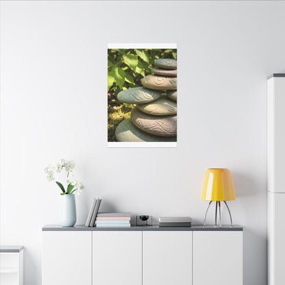 River Stones Summer Canvas Art | Japandi Earthy Design