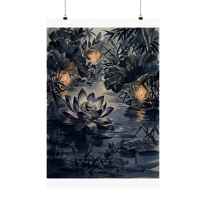 Candlelight Lotus Flower Wall Art Print - Zen Fukinsei Art Print