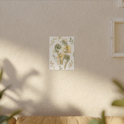 Earthy Fern Unfurling Canvas Art - Watercolor Japandi