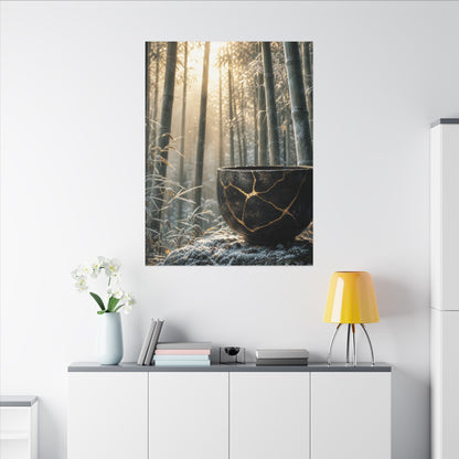 Fukinsei Bamboo Grove Canvas Art - Kintsugi Gold Repair