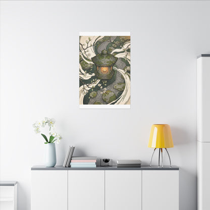 Zen Stone Lantern in Candlelight | Ukiyo E Inspired Canvas Art