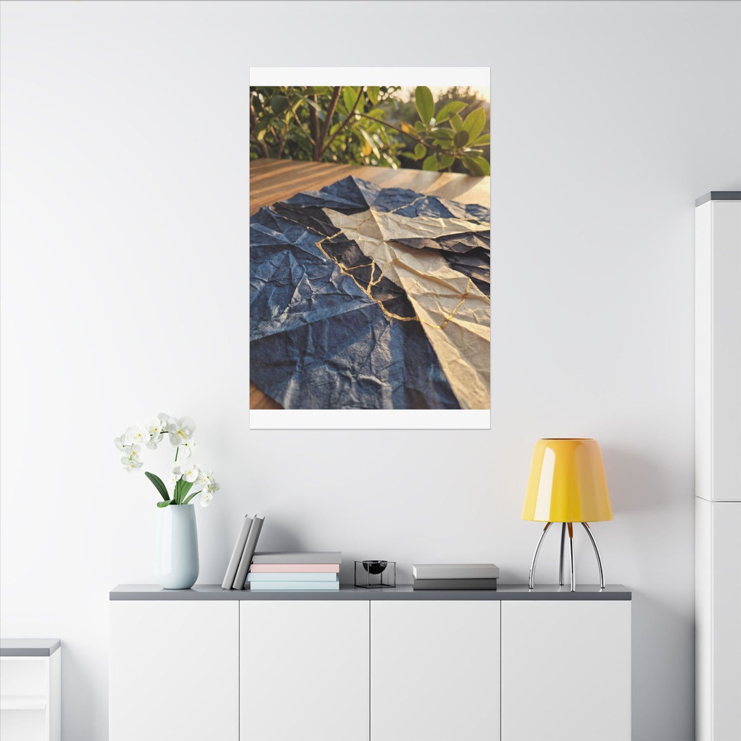 Golden Hour Paper Fold Canvas Art - Kintsugi Ma