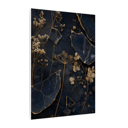 Philosophical Dried Flowers Canvas Art - Broken Beauty Kintsugi