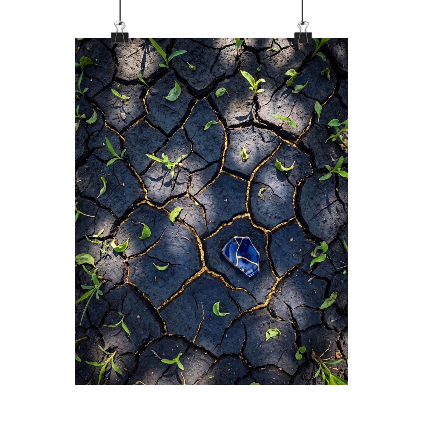 Cracked Earth Wall Art Print | Spring Dark Japandi Moody Minimal Art Art Print