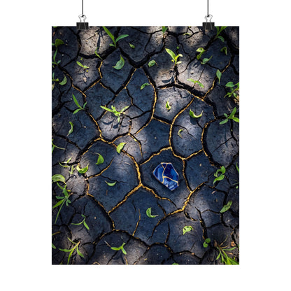 Cracked Earth Wall Art Print | Spring Dark Japandi Moody Minimal Art Art Print
