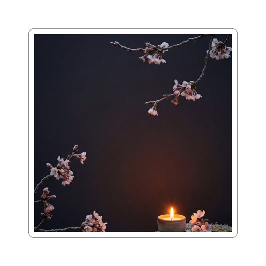 Winter Cherry Blossom Moody Minimal Sticker | Sophisticated Decor Art Print