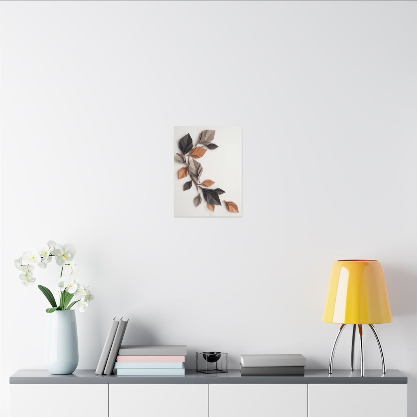 Paper Fold Autumn Canvas Art | Japandi Earthy Design