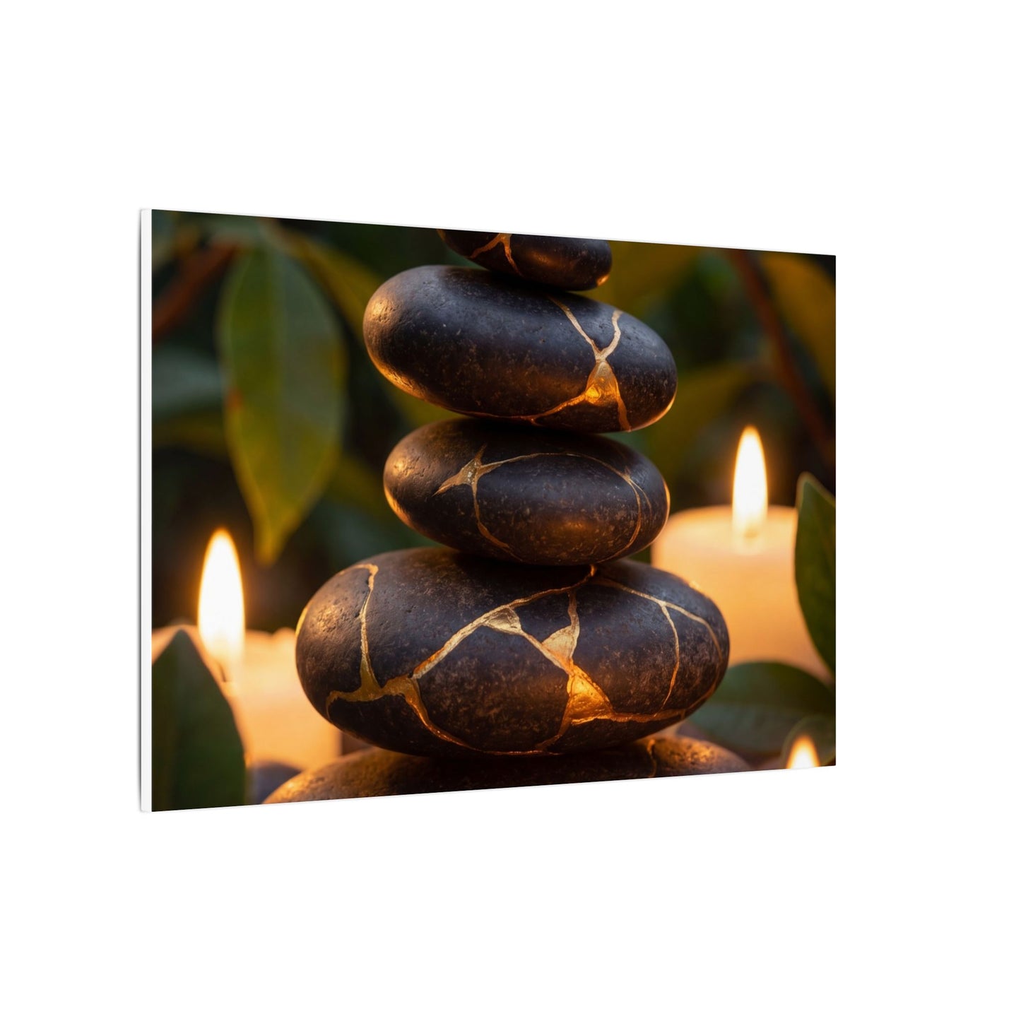 Summer River Stones Gold Vein Canvas Art | Philosophical Decor