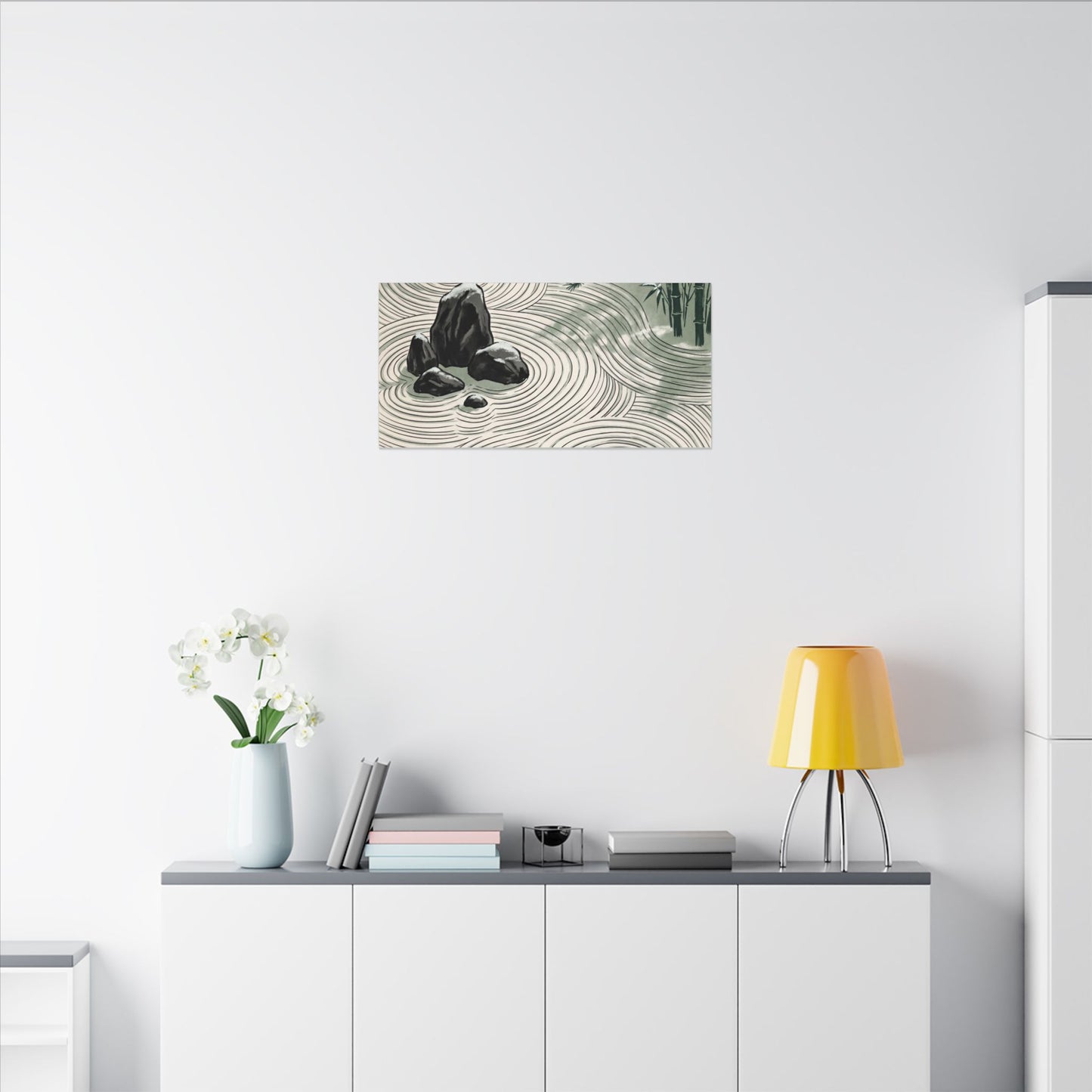 Shibui Rock Garden Canvas Art - Zen Ukiyo E Inspired
