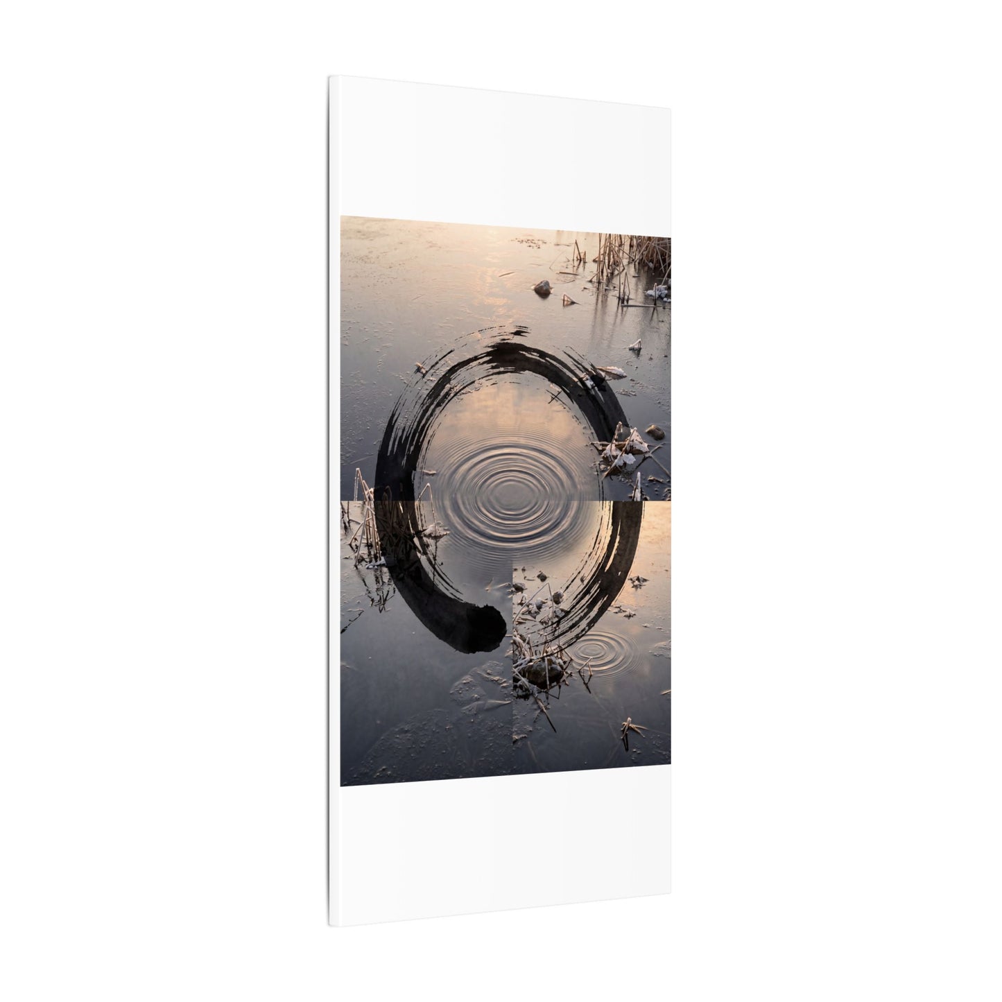 Winter Water Ripple Enso Canvas Art | Tranquil Decor