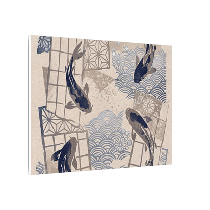 Earthy Koi Pond Canvas Art - Japanese Pattern Japandi