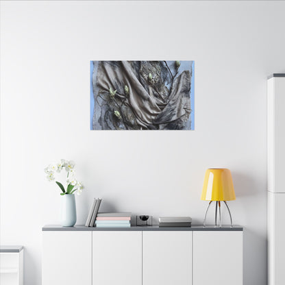 Japandi Silk Drape in Moonlight | Texture Canvas Art