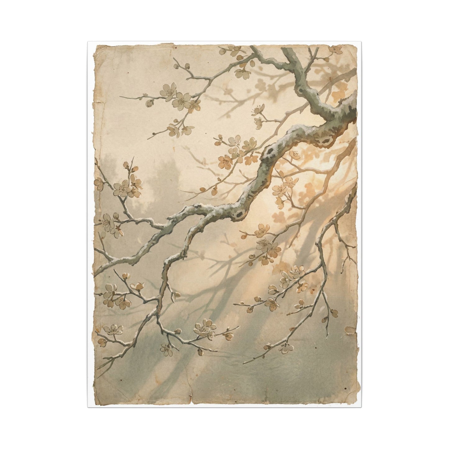 Cherry Blossom Canvas Art | Winter Japandi Japanese Pattern Art