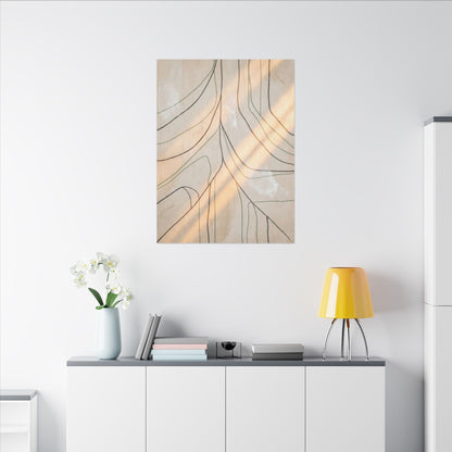 Shoji Screen Minimal Line Canvas Art | Warm Japandi Art