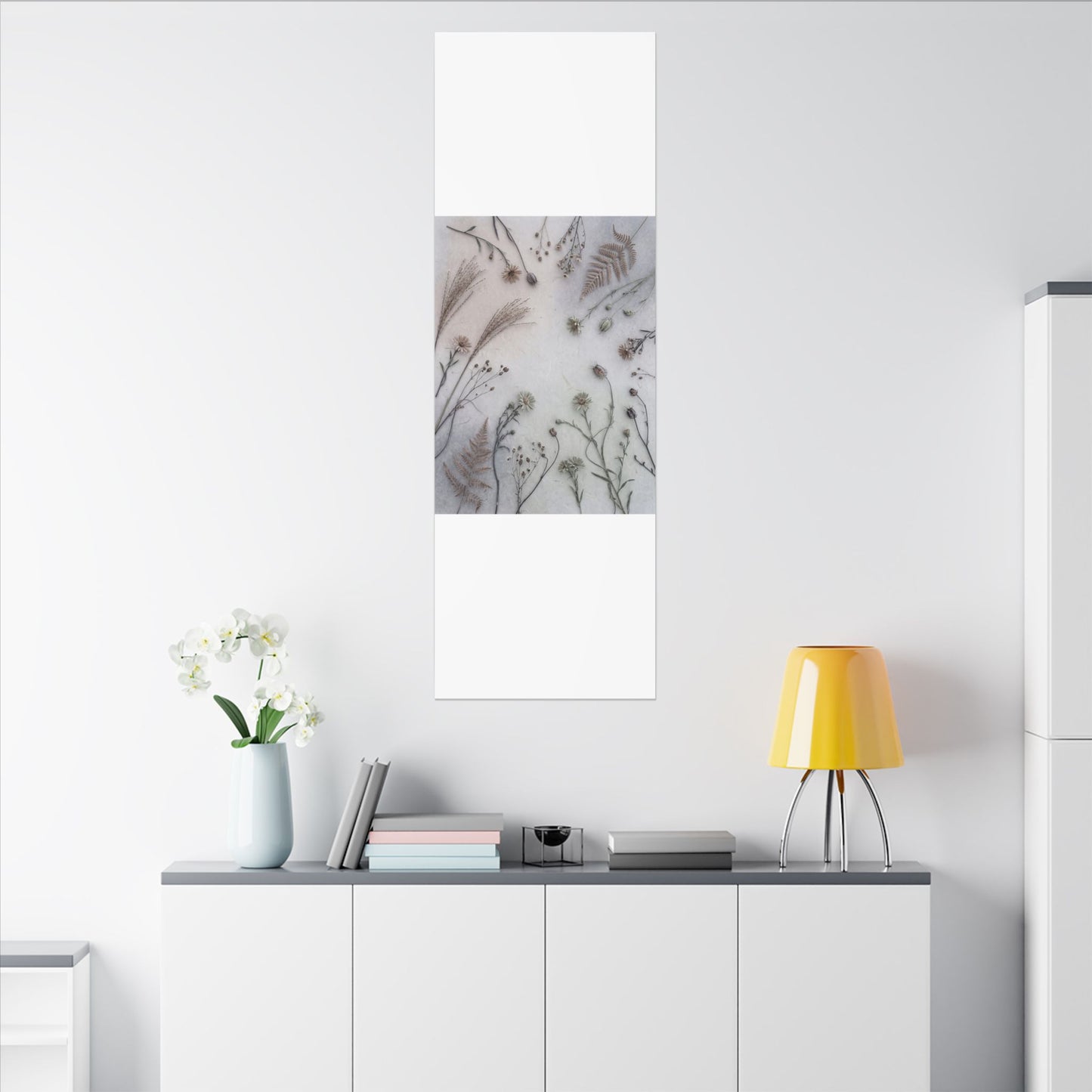 Dried Flowers Japanese Pattern Canvas Art | Elegant Japandi Art