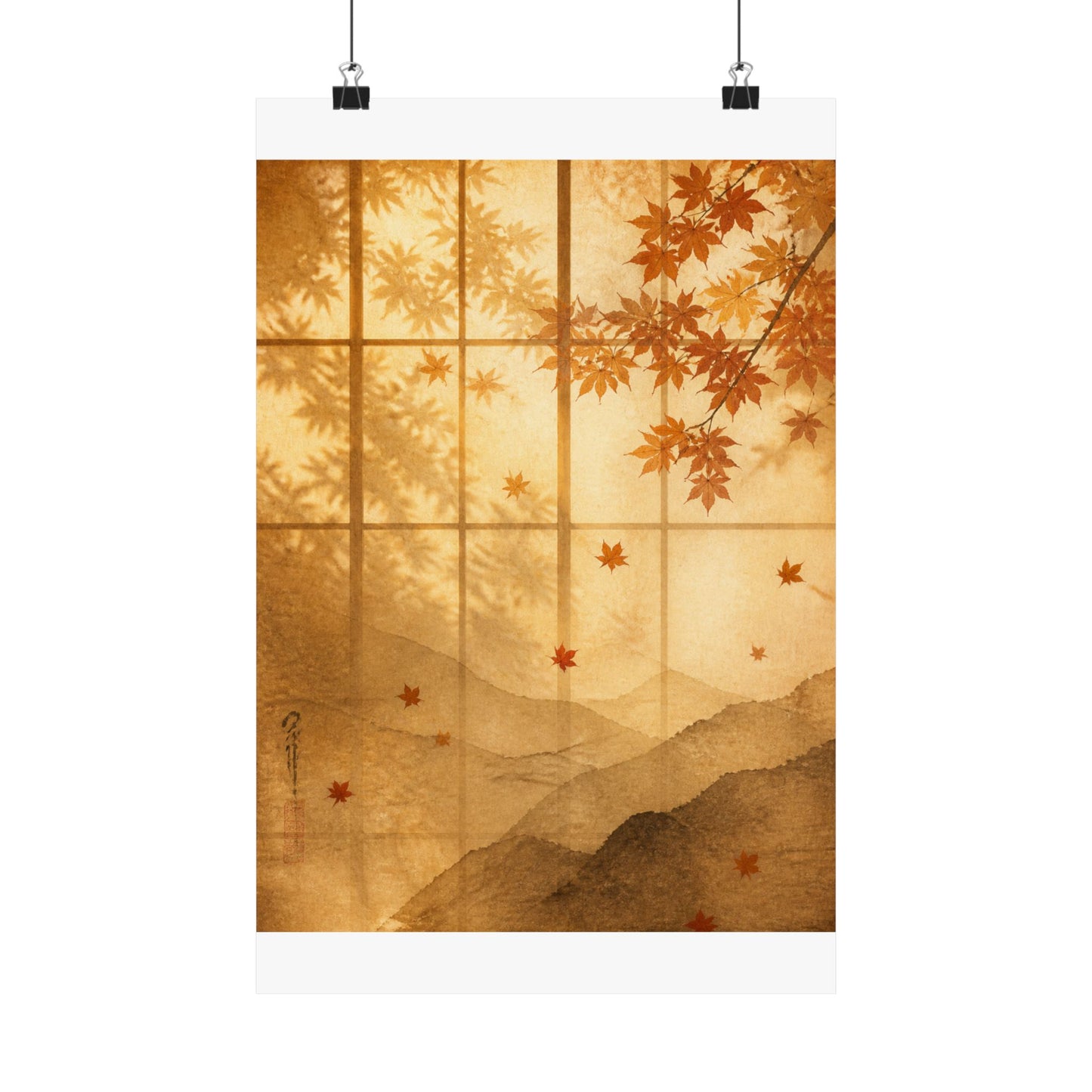 Shoji Screen Wall Art Print | Autumn Japandi Texture Art
