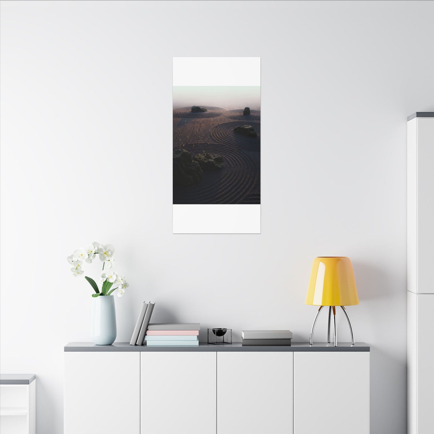 Spring Rock Garden Shadow Zen Canvas Art | Luxurious Decor
