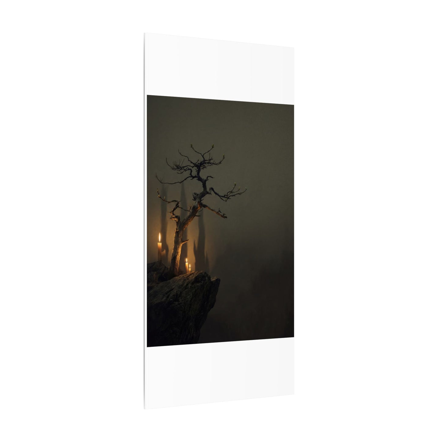Ma Pine Tree Canvas Art - Dark Japandi Shadow Zen