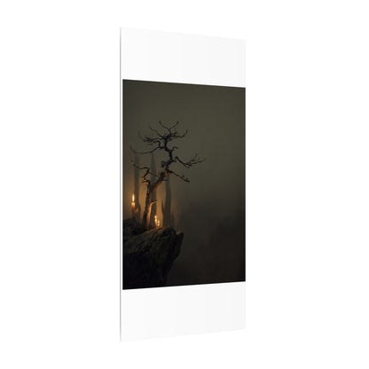 Ma Pine Tree Canvas Art - Dark Japandi Shadow Zen